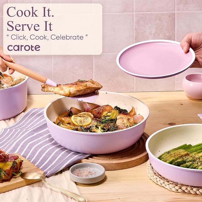 CAROTE Pots and Pans Set Non Stick, Cookware Sets, Oven/Fridge Safe, Space - Image 6