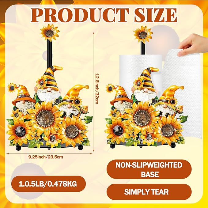 Thyle Sunflower Paper Towel Holder Summer Sunflower Gnome Kitchen Decor and - Image 3