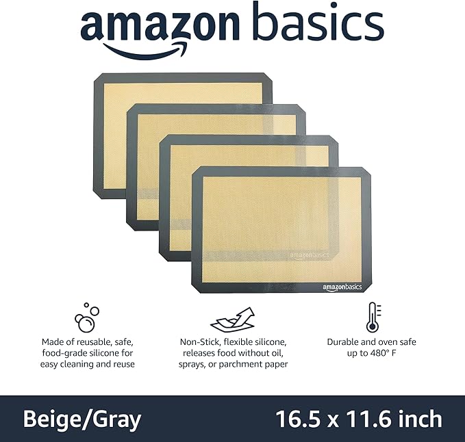 Amazon Basics Non-Stick Silicone Baking Mat, Food Safe, Dishwasher Safe - Image 2