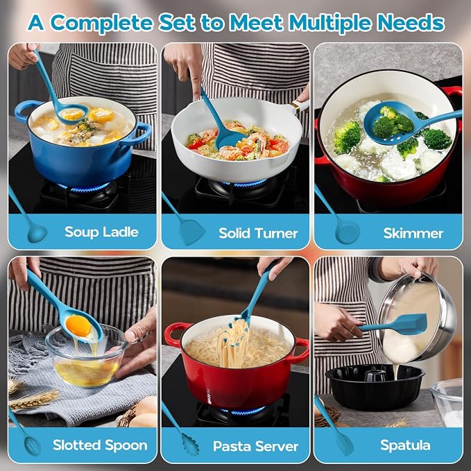Onader Silicone Cooking Kitchen Utensils Set of 6, Non Toxic & Dishwasher Safe - Image 7