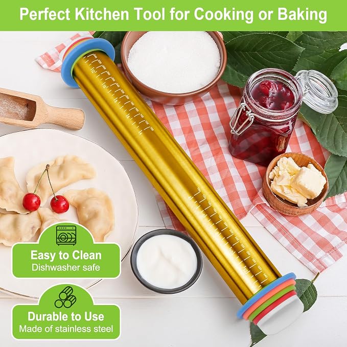 Adjustable Rolling Pins for Baking, Stainless Steel Rolling Pin - Image 5