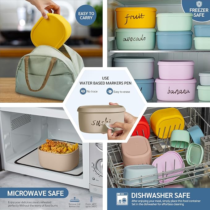 ISSEVE 12Pcs/Set Nesting Silicone Food Storage Containers - Image 6