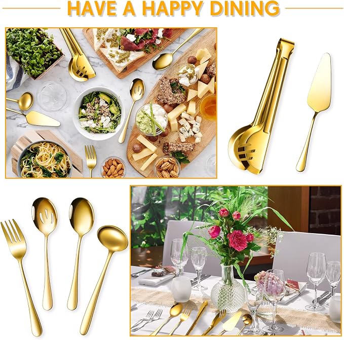 Patelai Serving Utensils Set Include Stainless Steel Large Spoons Slotted - Image 5
