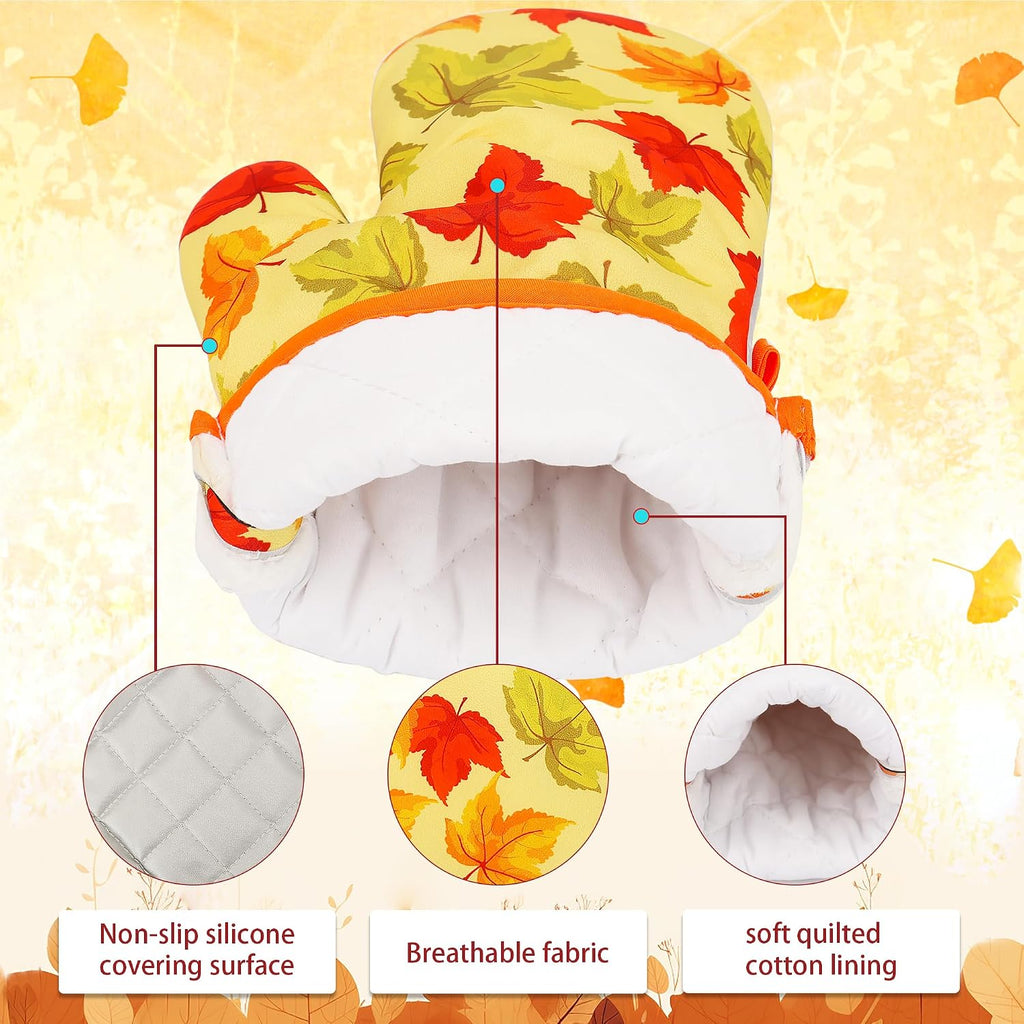 Lucleag 4 Pieces Fall Oven Mitts and Pot Holders Set, Thanksgiving