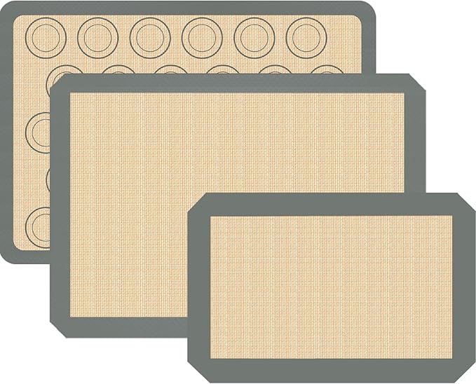 Macaron Silicone Baking Mat, 3 Pack Reusable Baking Mat, Food Safe Silicone by Koolstuffs