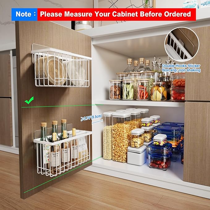 Mustorn 4 Pack Adhesive Cabinet Door Organizer, Lid Organizers Inside Cabinet - Image 2
