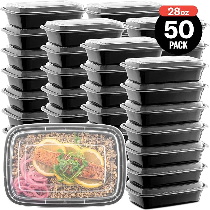 50-Pack Reusable Meal Prep Containers Microwave Safe Food Storage Containers - Image 7