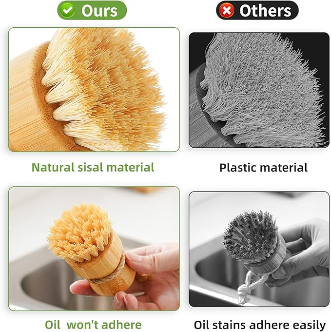 SUBEKYU Bamboo Dish Scrub Brushes - Image 3