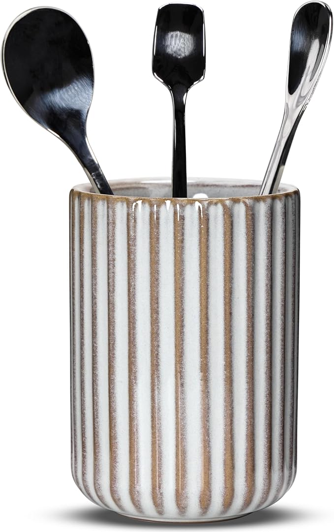 Ceramic Spoon Holder for Coffee Bar, Upright Tea Spoon Holder Cup, Coffee by U-TIMES