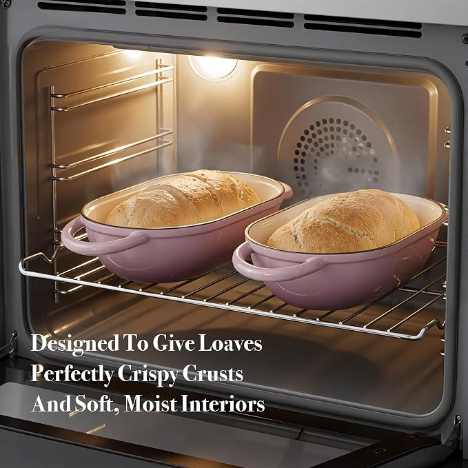 2 QT Oval Dutch Oven for Bread Baking, Enamelled Cast Iron Bread Oven for - Image 5