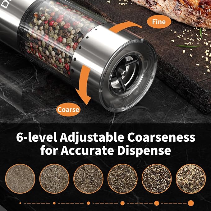 Electric Salt and Pepper Grinder Set, USB Rechargeable Pepper Mill - Image 5