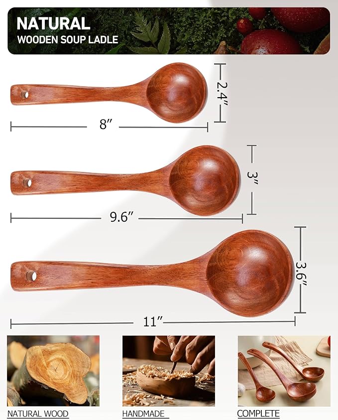 Wooden Ladles Set of 3 – Wood Ladles - Image 2