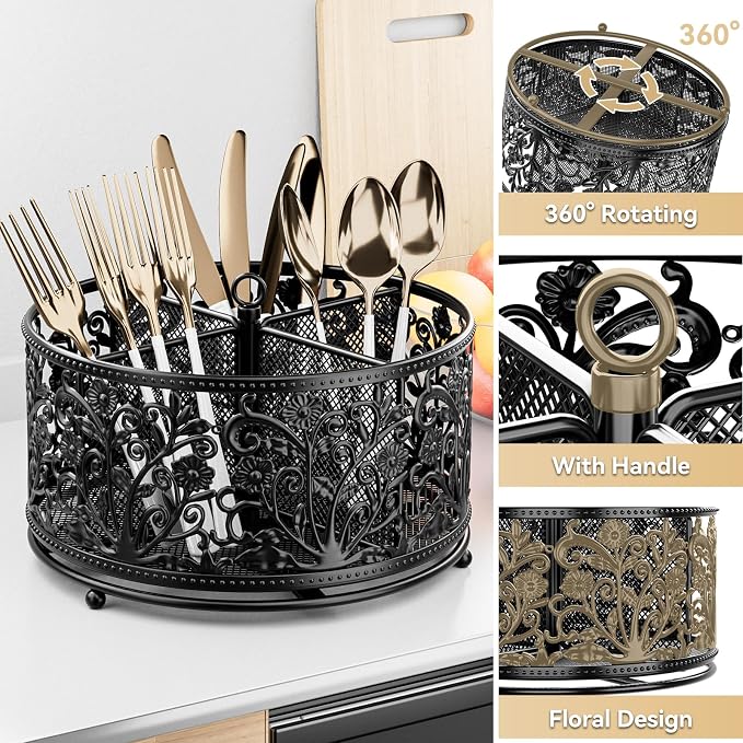 YIUKEA 360° Rotating Utensil Caddy - Image 5