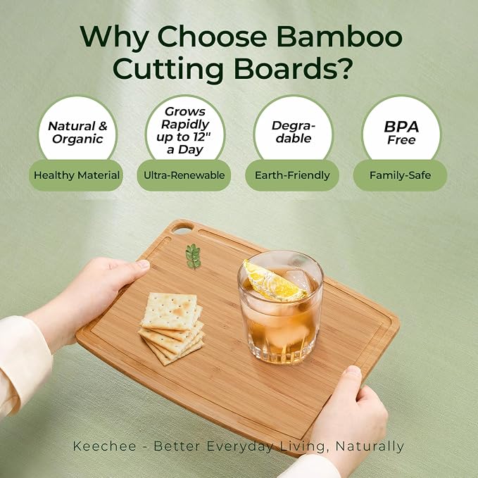 Keechee Dishwasher Safe Carbonized Bamboo Wood Cutting Boards - Image 6