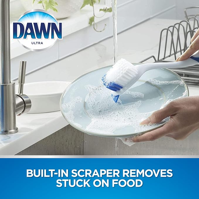 Dawn Dish Brush with Soft Nylon Bristles and Scraper - Image 3