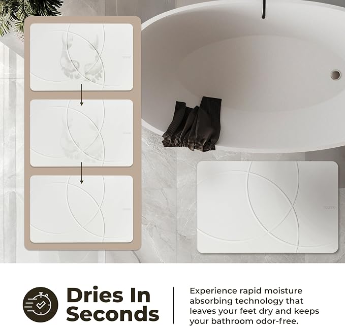 TOSORO - Stone Bath Mat Diatomaceous Earth Shower Mat Non-Slip Super Absorbent - Image 3