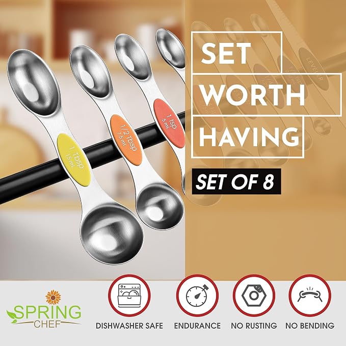 Spring Chef Stainless Steel Magnetic Measuring Spoons Set of 8 - Image 2