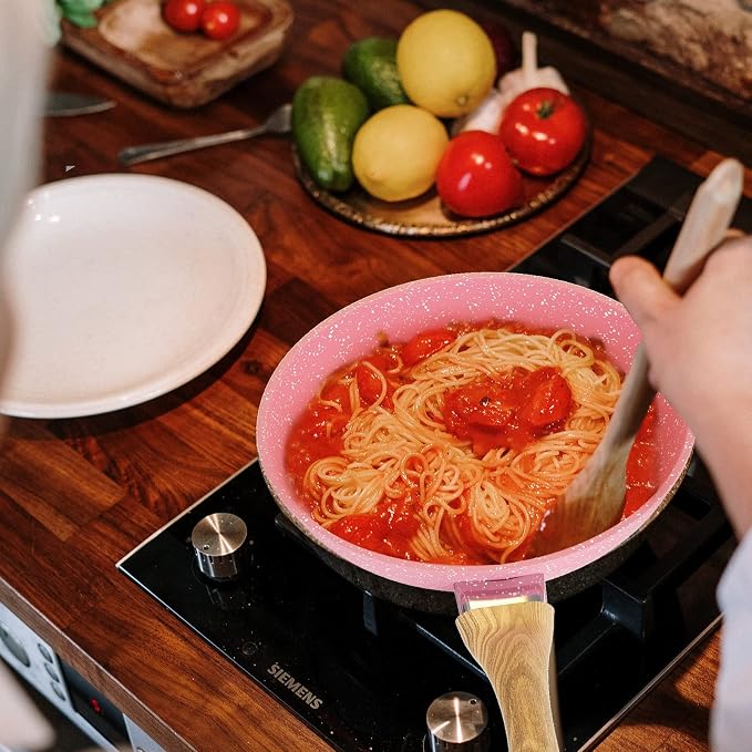Frying Pan Nonstick, 9.5 Inch Pink Egg Pan, Non Stick Fry Pan 100% PTFE - Image 7