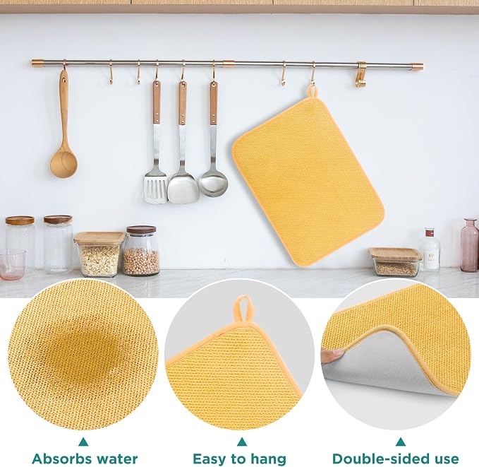 GeeRic Microfiber Dish Drying Mat, Super Absorbent Kitchen Dish Drying Pad - Image 3
