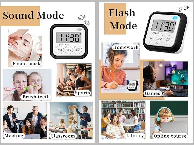 Timer, Kitchen Timers for Cooking Classroom Timer for Kids Teachers Magnetic - Image 2