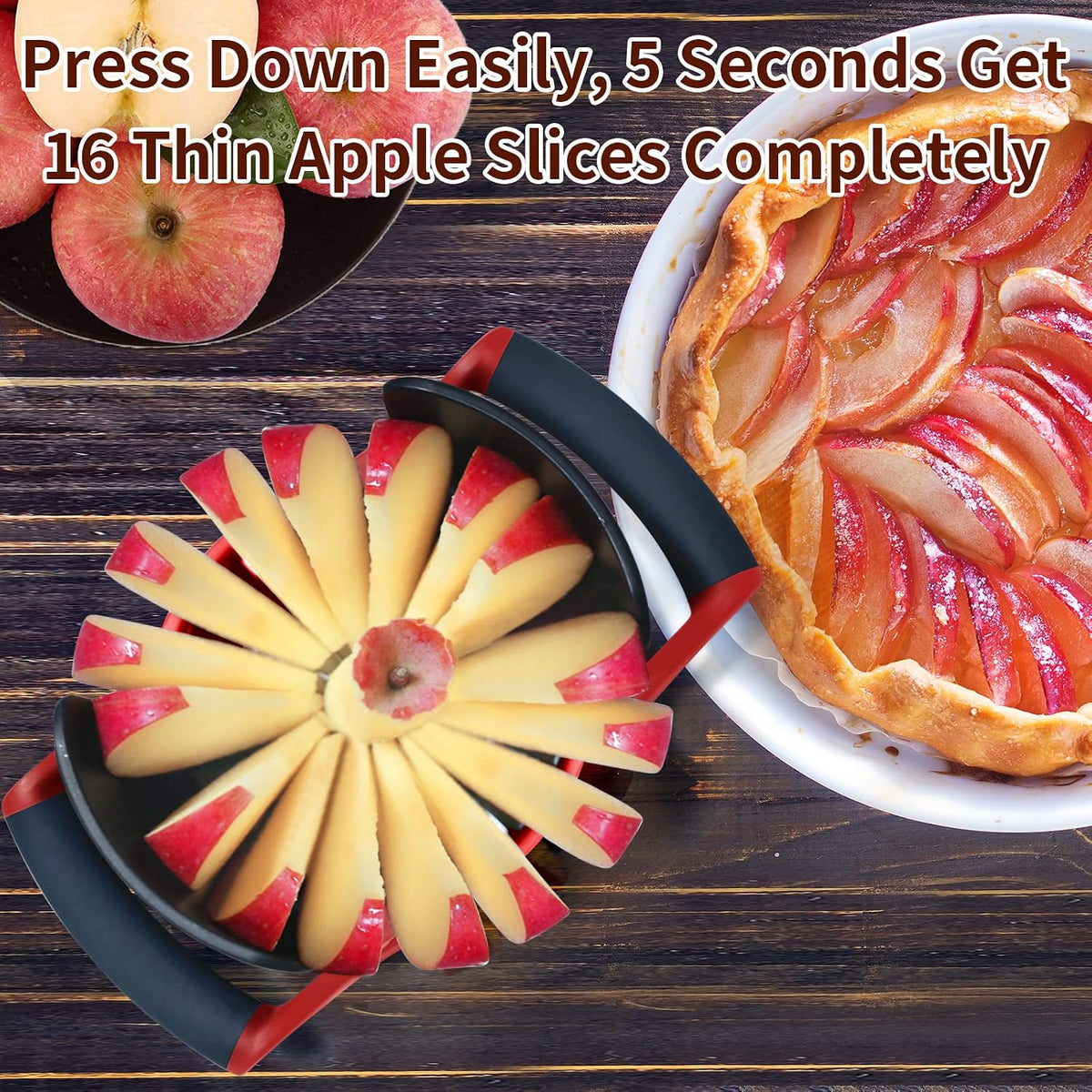 OOKUU Apple Slicer and Corer, [Large Size] 16-Blade Heavy Duty Apple