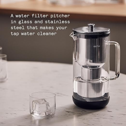 Aarke Purifier Regular Glass Pitcher Bundle w/Steel Filter, 4 Pure Refill - Image 2