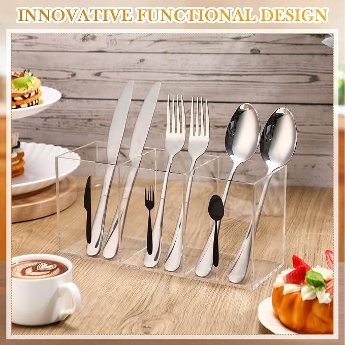 Suzile Acrylic Cutlery Storage Organizer Bin Silverware Caddy Countertop Knife - Image 4