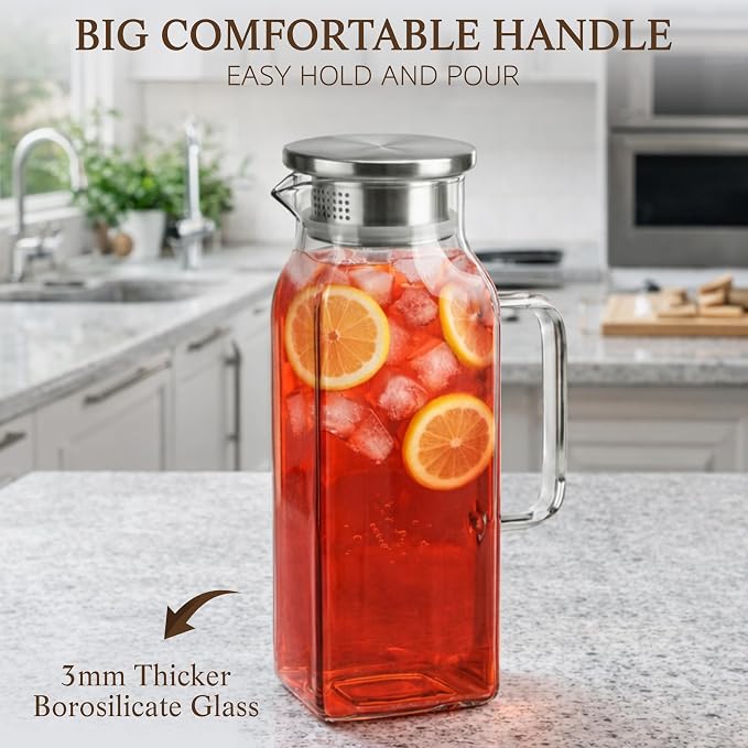 2 Pack Square Glass Pitcher - Image 3