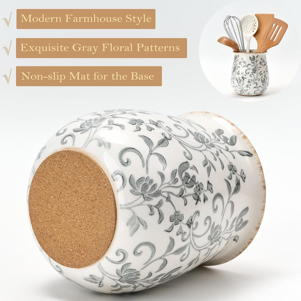 Utensil Holder for Kitchen Counter, Modern Farmhouse Cooking Utensil