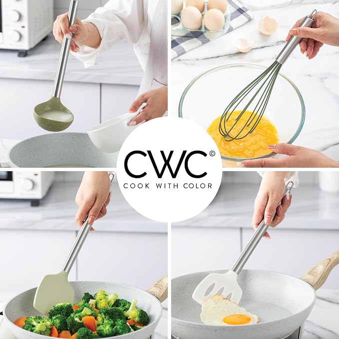 COOK WITH COLOR Silicone Cooking Utensils, Kitchen Utensil Set, Cooking Utensils - Image 5
