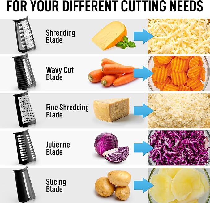 Zulay Kitchen Rotary Cheese Grater 5 Blade Cheese Shredder - Image 10