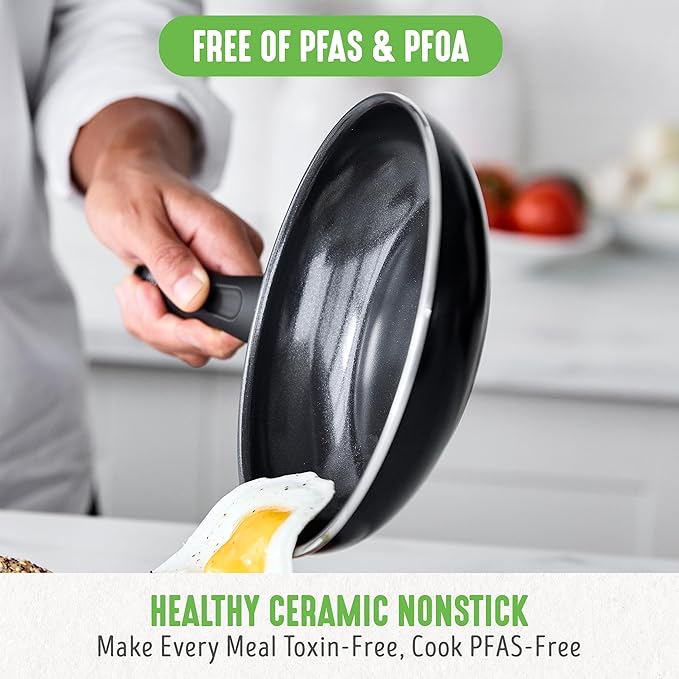 GreenLife 16 Piece Nonstick Cookware Set, Soft Grip Non-Toxic PFAS-Free Ceramic - Image 2