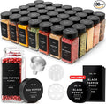 EDELHAUS Glass Spice Jars with Label and Black Lids Spice Containers with 240 by EDELHAUS