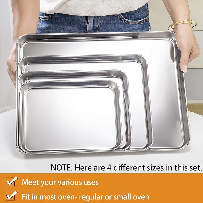 P&P CHEF 16 + 12.5 + 10.4 + 9 Inch Baking Sheet and Rack Set, Oven & Dishwasher - Image 2