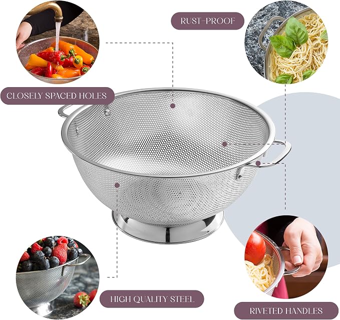 Bellemain Micro-perforated Stainless Steel Colander-Dishwasher Safe - Image 6