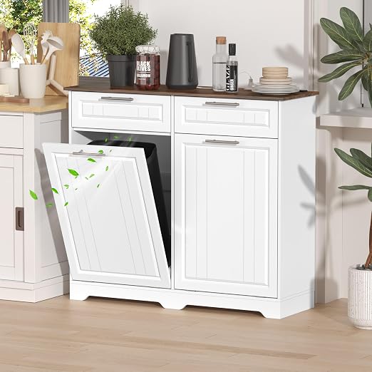 Double 10 Gallon Tilt Out Trash Can Cabinet - Image 9