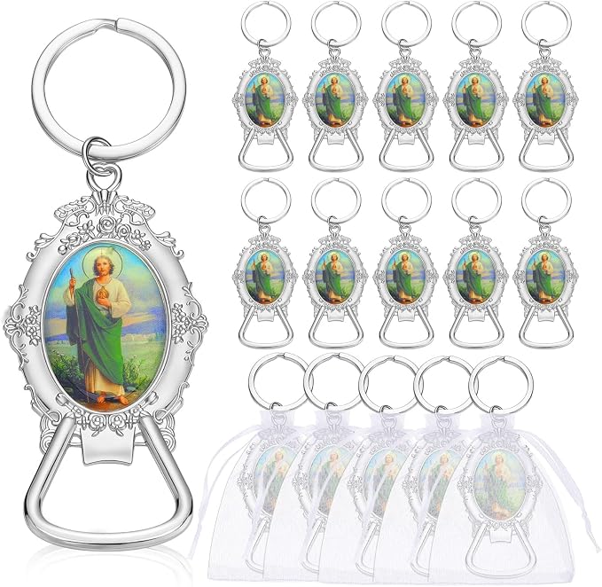 Misdary 12 Pcs St. Jude Bottle Opener Keychain Catholic Bottle Opener by Misdary