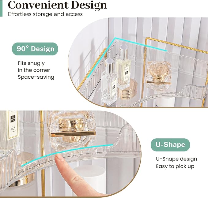 Aveniee Corner Bathroom Counter Organizer, Bathroom Countertop Shelf Makeup - Image 4