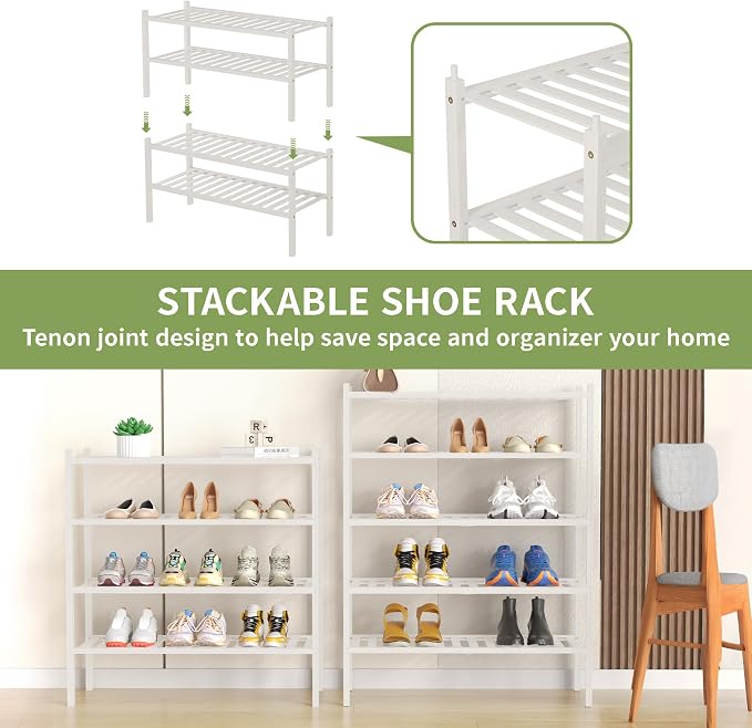 ROMGUAR CRAFT 5 Tier Bamboo Shoe Rack - Image 4