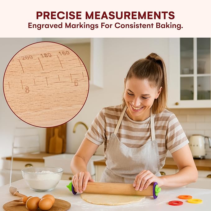 Kitchtic Rolling Pin with Thickness Rings - Image 6
