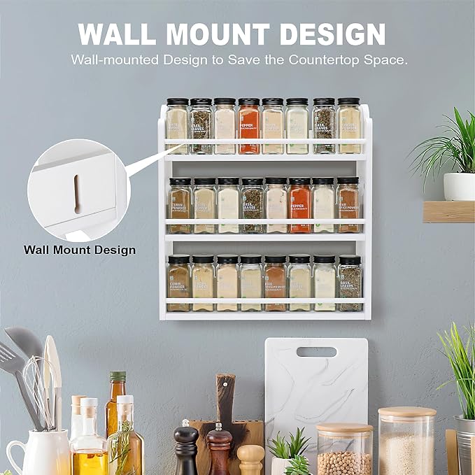 3 Tier Bamboo Spice Rack, Spice Rack Organizer, Seasoning Jars Rack Shelf Spice - Image 5