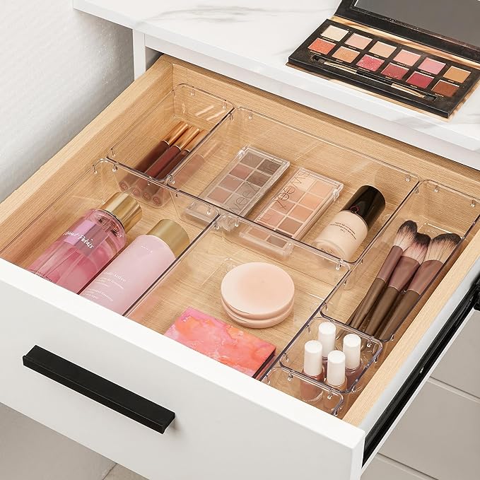 Vtopmart 10 Pcs Makeup Drawer Organizer Bins Set, 4 Size Plastic Makeup and - Image 2