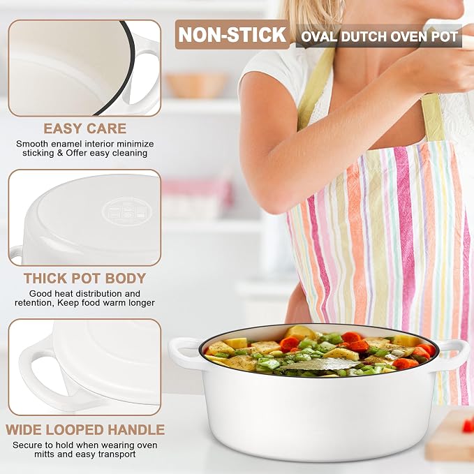 E-far 7QT Oval Dutch Oven Pot - Image 3