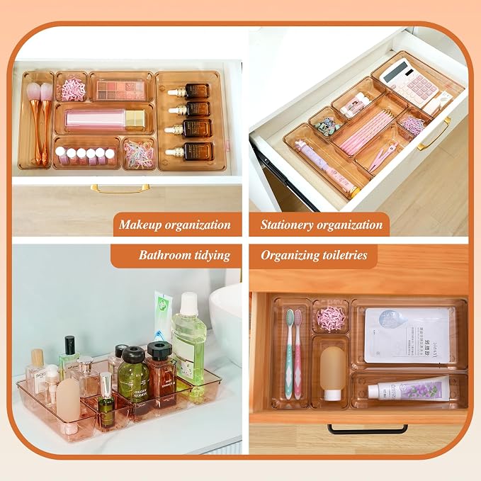 Coffee Acrylic Drawer Organizers Set Storage - Image 4