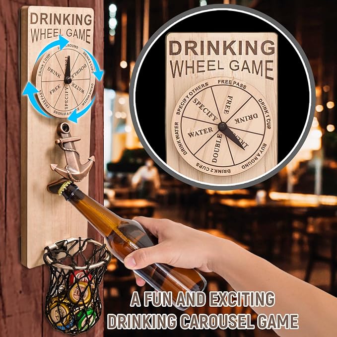 Magnetic Bottle Openers with Catcher, Wall Mounted Wooden Beer Bottle Opener - Image 2