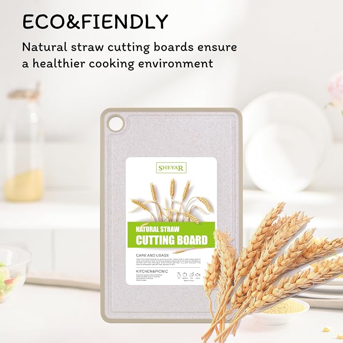 Cutting Board for Kitchen, Wheat Straw Fiber Cutting Board, Dish Washer Safe - Image 4