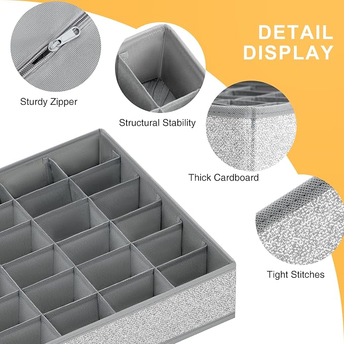 Joyoldelf Sock Drawer Organizer Divider Underwear Organizer 24-cell Fabric - Image 8