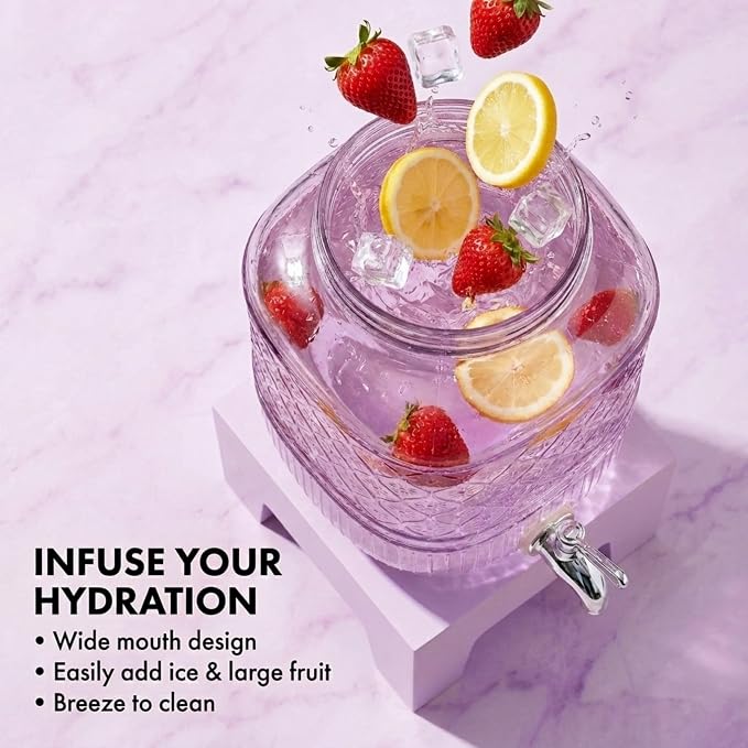 Beverage Dispenser 1 Gallon, Glass Drink Dispenser - Image 4