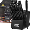 McCook® Premium Black Knife Sets, German Stainless Steel Kitchen Knives Block by McCook