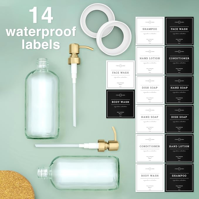 Vine Creations Clear Glass Soap Dispenser, 2 Pack Kitchen Soap Dispenser Set - Image 5
